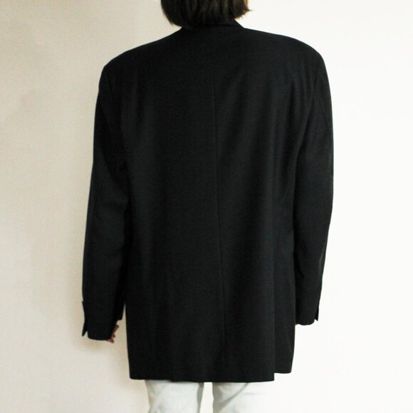 Vintage navy blue Lanificio Biella Italy pure virgin wool oversized blazer - Picture 4 of 9